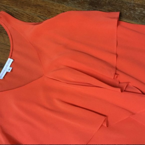 Amanda Uprichard Silk Ruffle Tank Top in Coral Tangerine - Picture 3 of 6